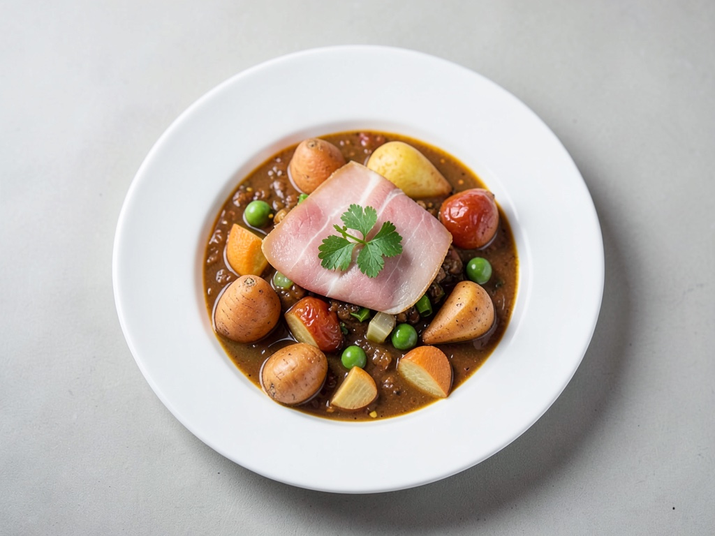 Sopa cremosa de zanahoria con tiras de jamón