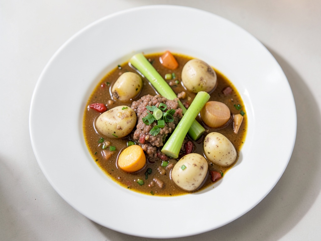 Sopa cremosa de colinabo y patata con un toque de mostaza