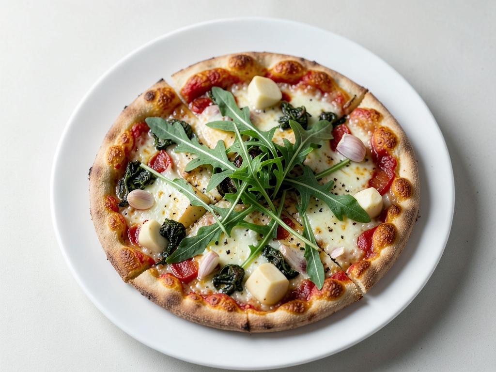 Pizza di patate e rosmarino con rucola