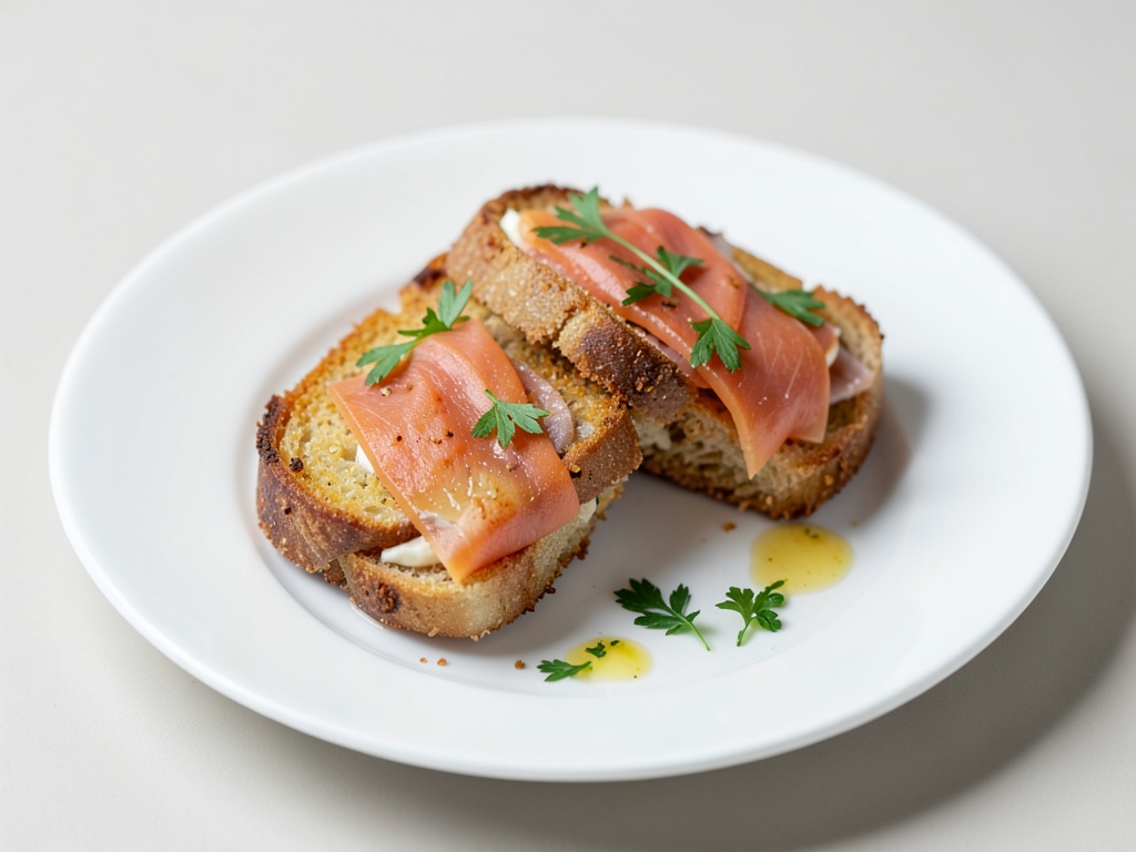 Sándwiches crujientes de patata con salmón ahumado