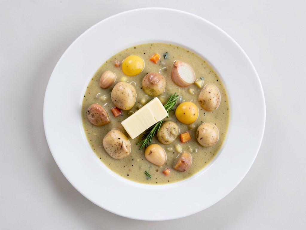Sopa cremosa de patatas con salchichas