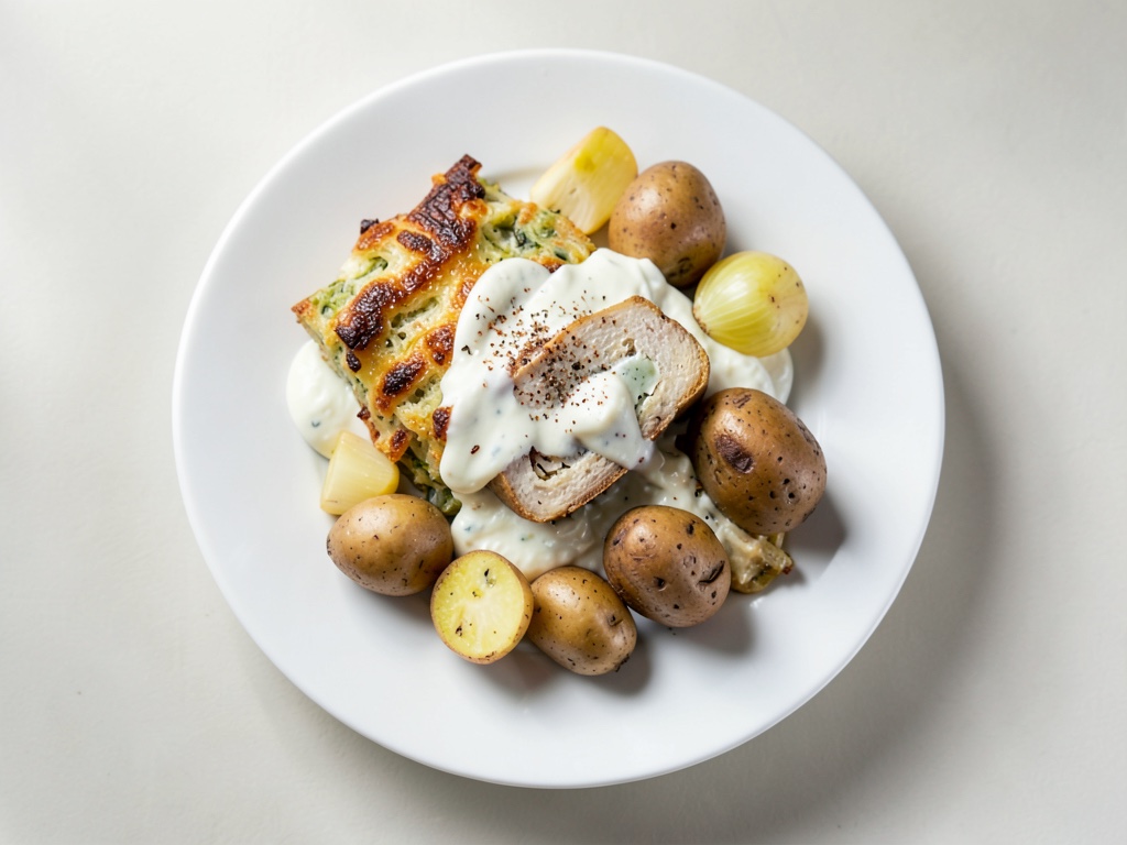Gratin di patate cremoso con formaggio di capra