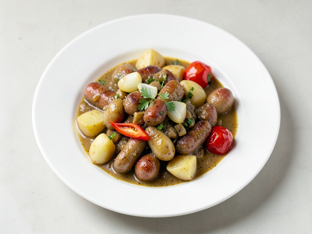 Kartoffel-Gulasch mit Würstchen