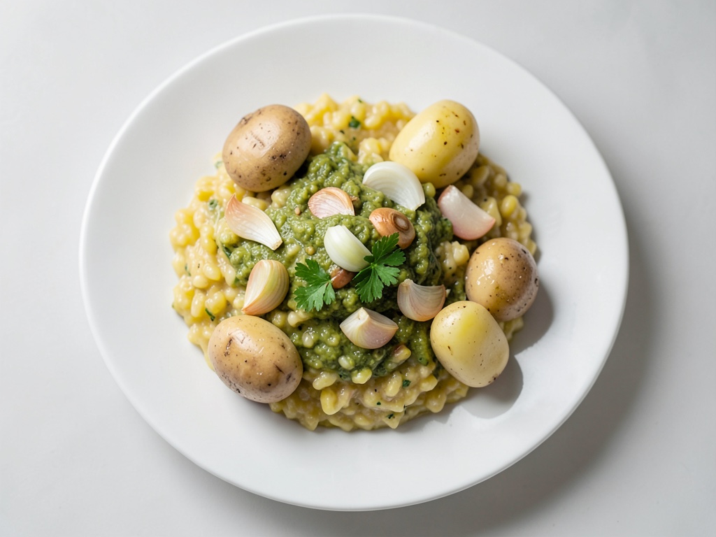 Risotto di patate al pesto fresco al limone