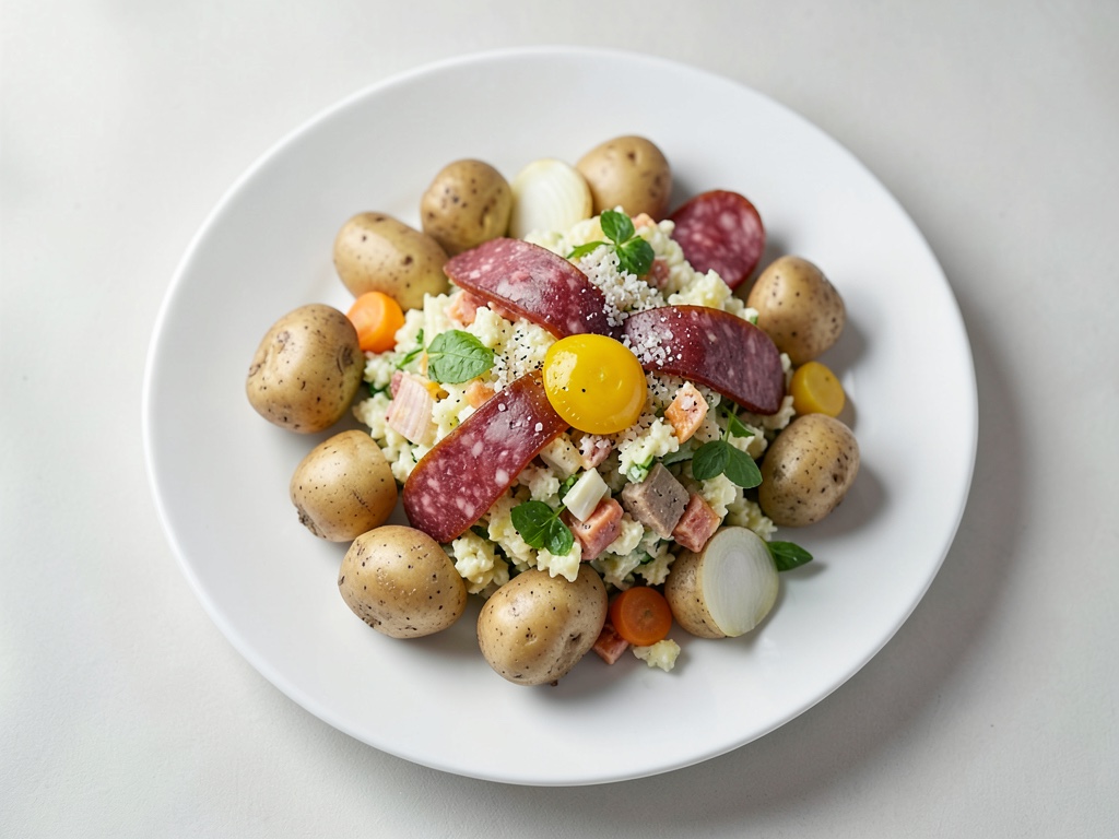 Insalata di patate cremosa con salame