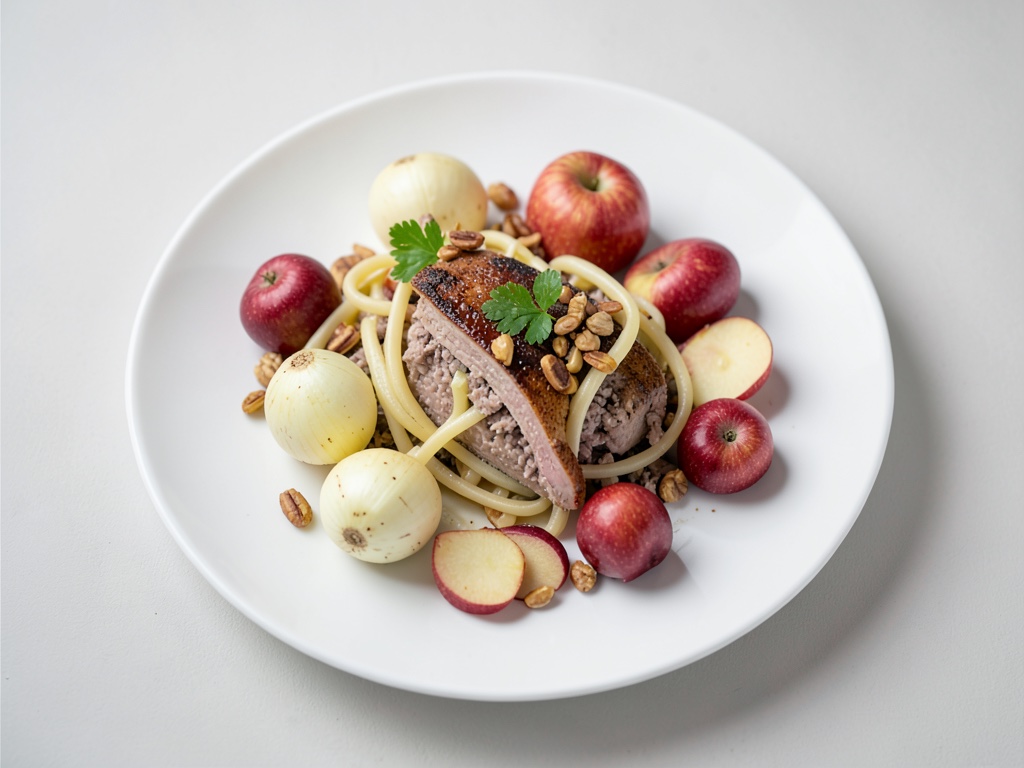Kasseler in salsa di mela e scalogno con gnocchetti di patate alle nocciole