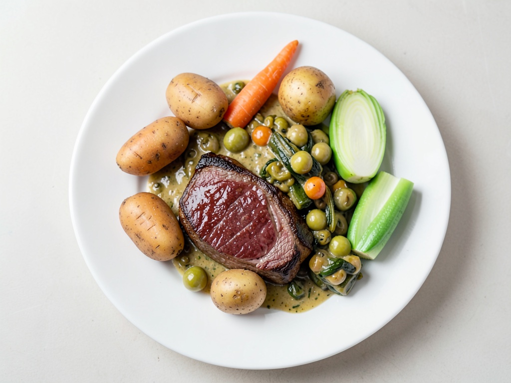 Bistecche croccanti di Kasseler con patate al sale e verdure radice cremose
