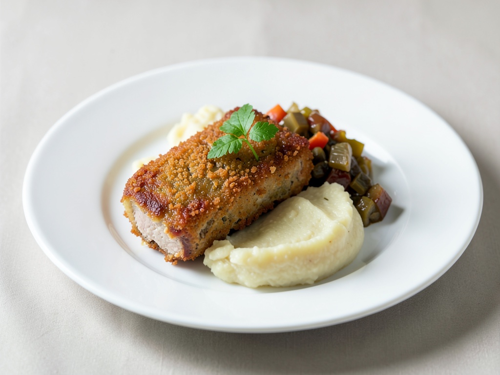 Croustillant Kassler avec purée de pommes de terre crémeuse et choucroute juteuse