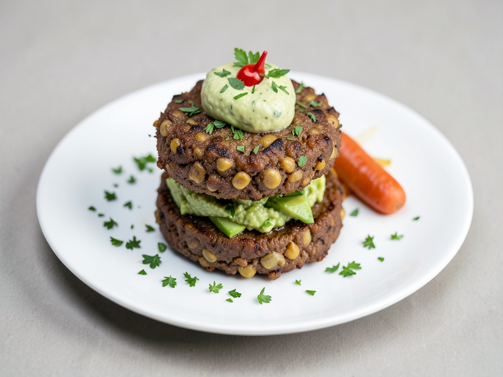 Hamburger di ceci con crema di avocado