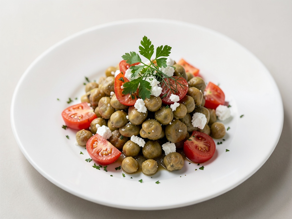 Garbanzos al horno con feta y tomates para mojar