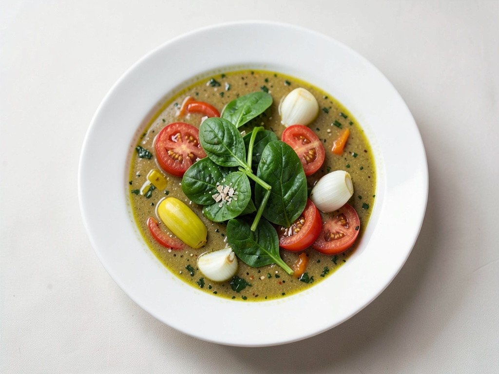 Sopa cremosa de garbanzos y espinacas con naranja fresca