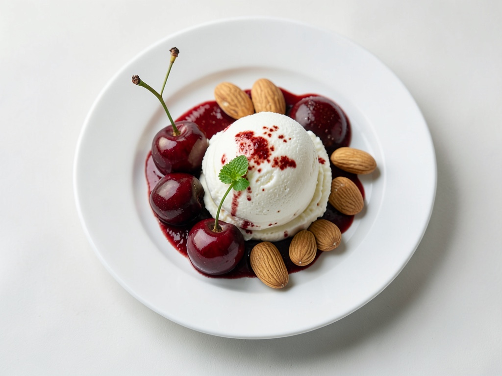 Kirsch-Mandel-Eis mit Amaretto