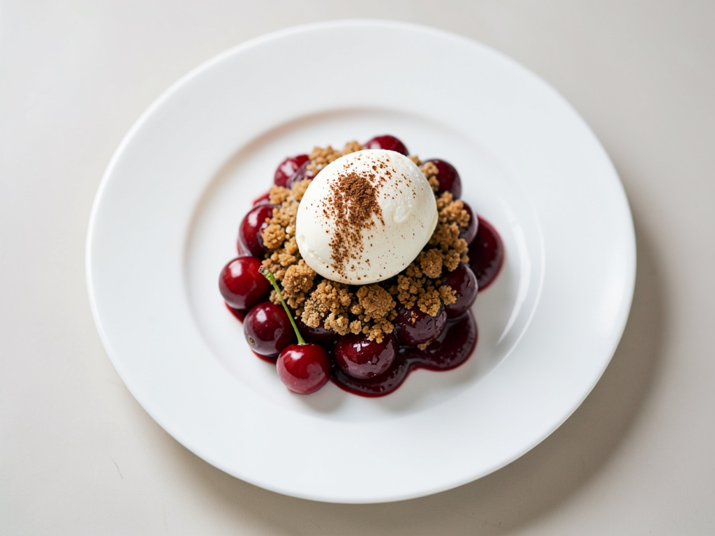 Zimtkirsch-Pfannkuchen mit Vanilleeis