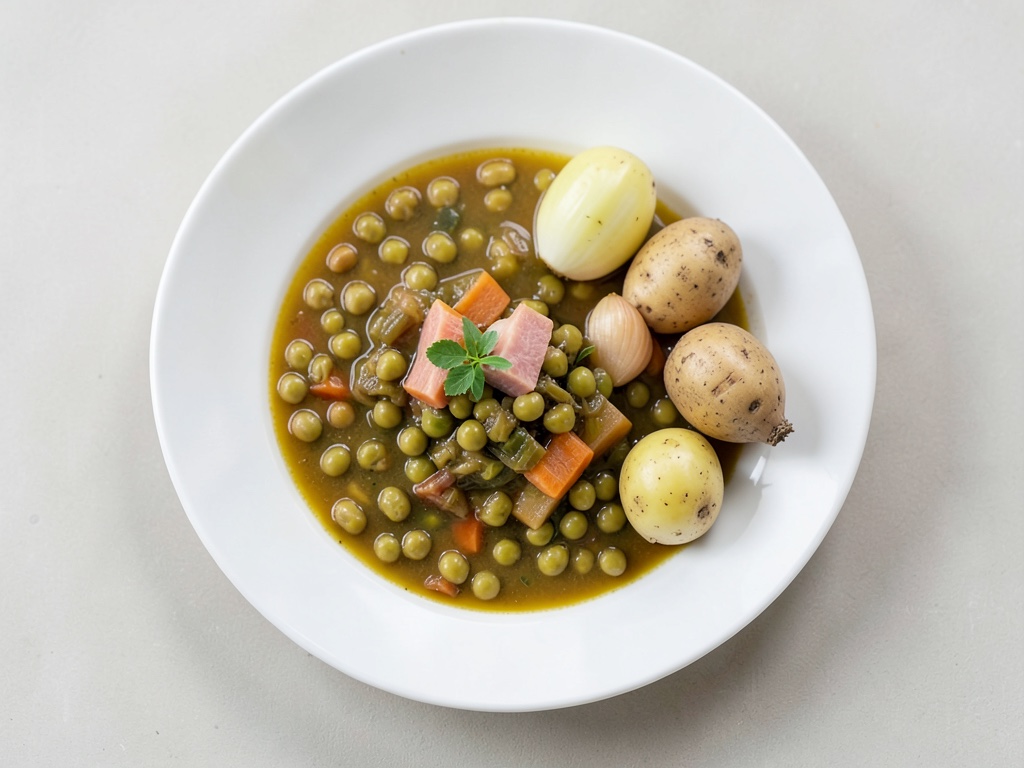 Deliciosa sopa de guisantes con bacon