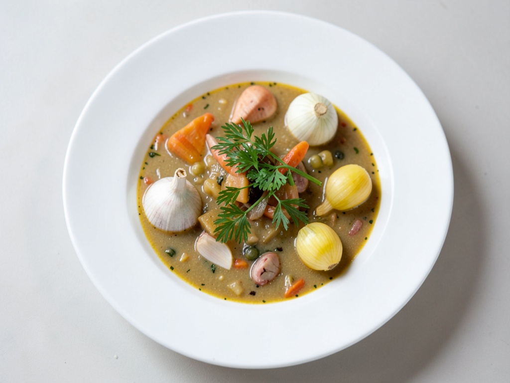 Sopa clásica de boda con fideos y albóndigas