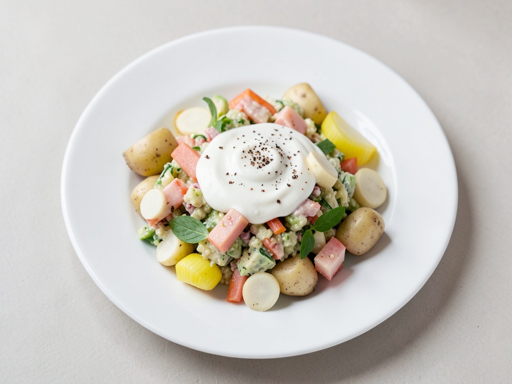 Salata di patate del Nord con maionese e uovo