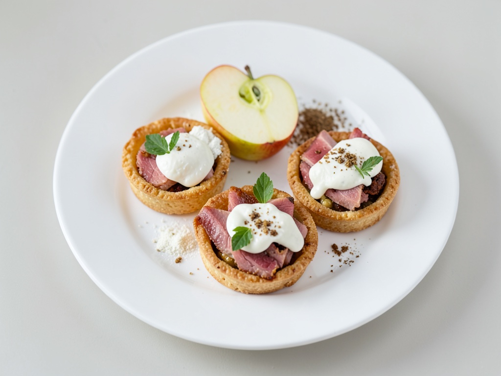 Mini-quiches aux pommes et filet de porc