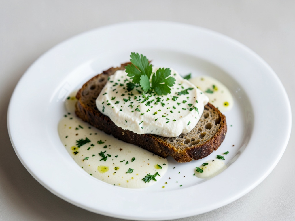 Pan crujiente con queso crema de hierbas