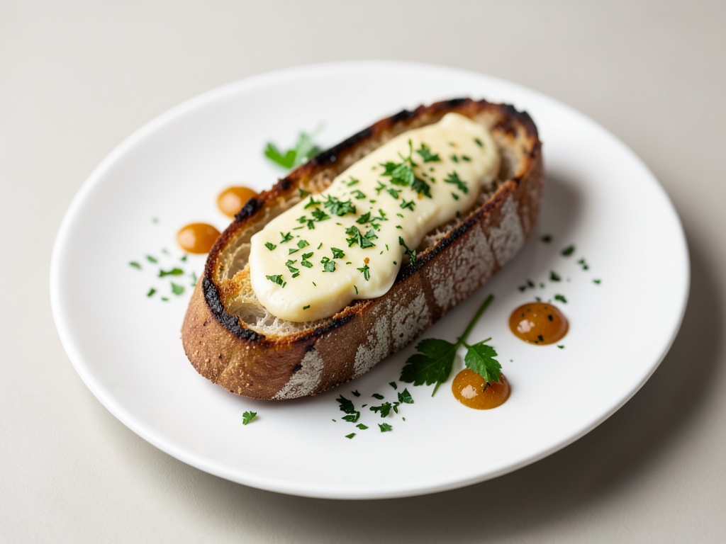 Baguette a la parrilla con mantequilla de hierbas y parmesano