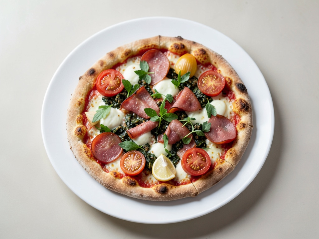 Pizza croccante con prosciutto, mozzarella e gremolata alle erbe