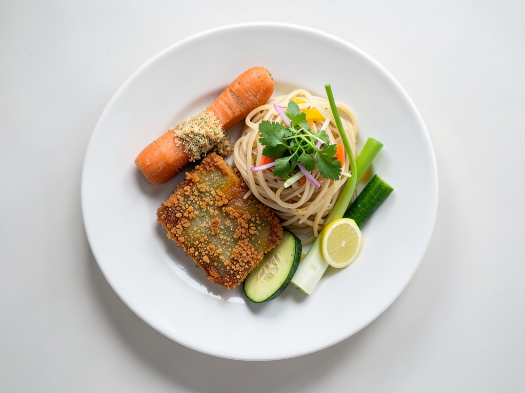 Croustillants de schnitzels au coco avec salade de nouilles de verre