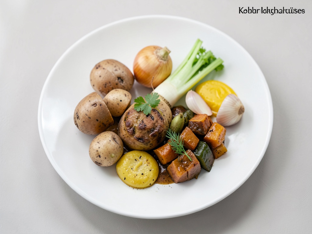 Verdure di cavolo rapa con panna acida e patate al miele