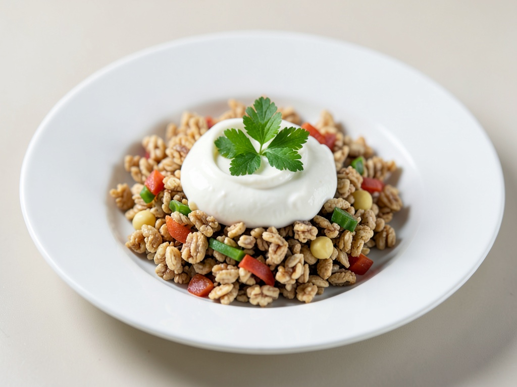 Crujiente muesli de coco con yogur
