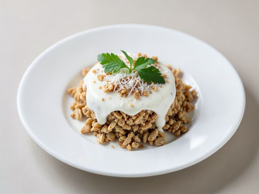 Disfruta de un crujiente muesli de coco con leche