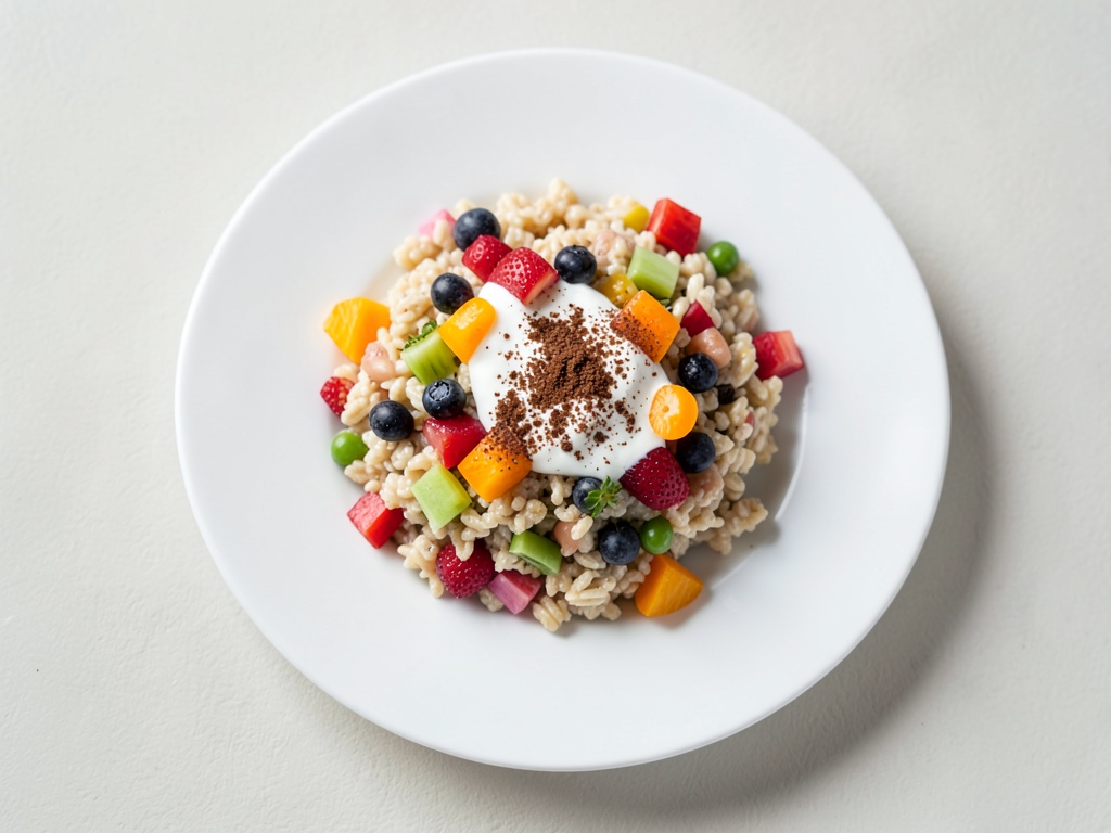 Tropischer Kokos-Reisbrei mit frischem Obst