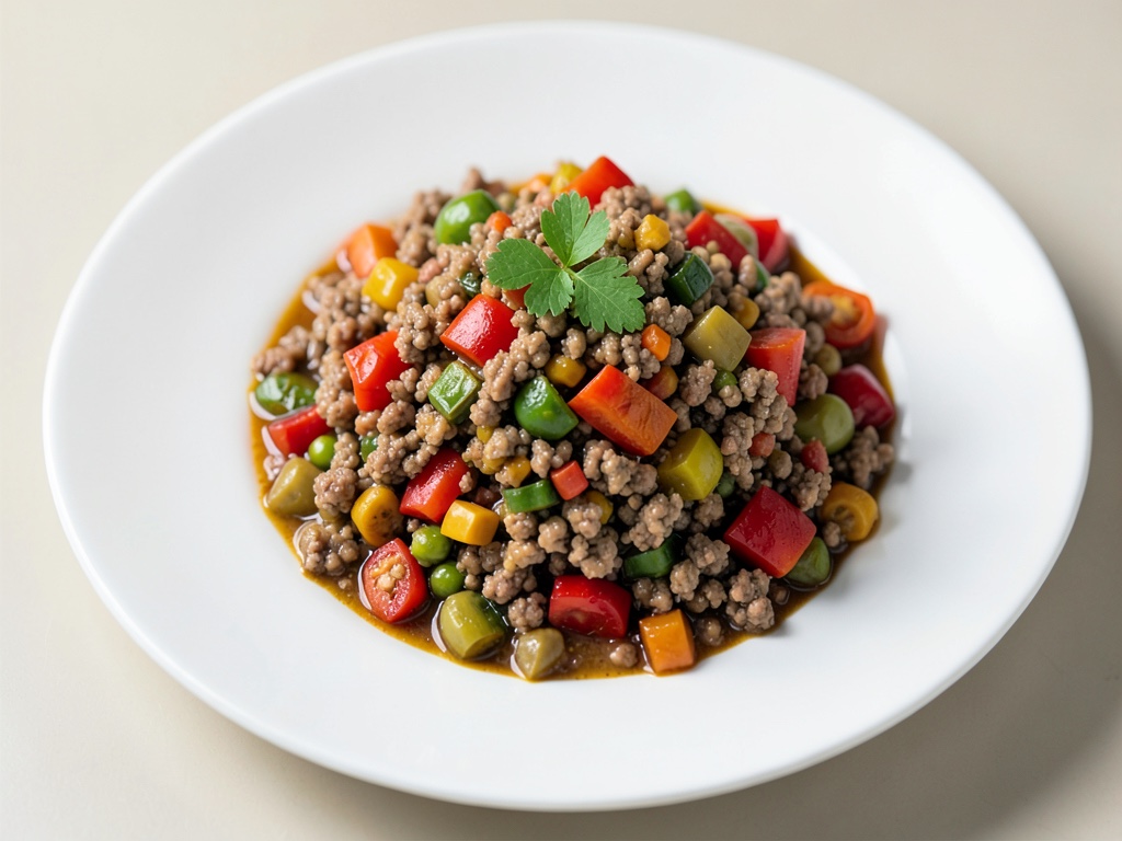 Stufato di carne macinata e verdure colorate