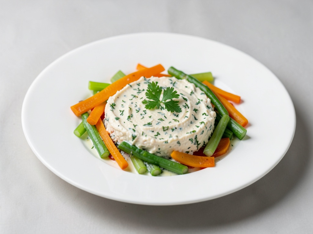 Dip de queso fresco con hierbas y palitos de verdura