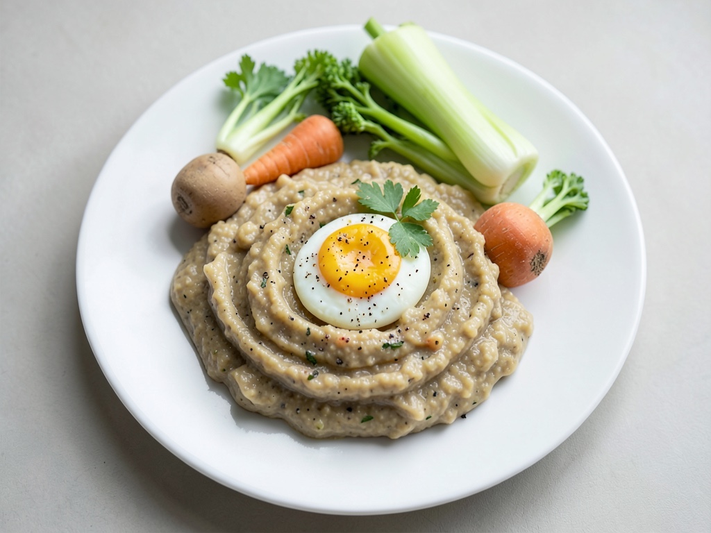 Purea di patate alle erbe con uova al tegamino e verdure primaverili