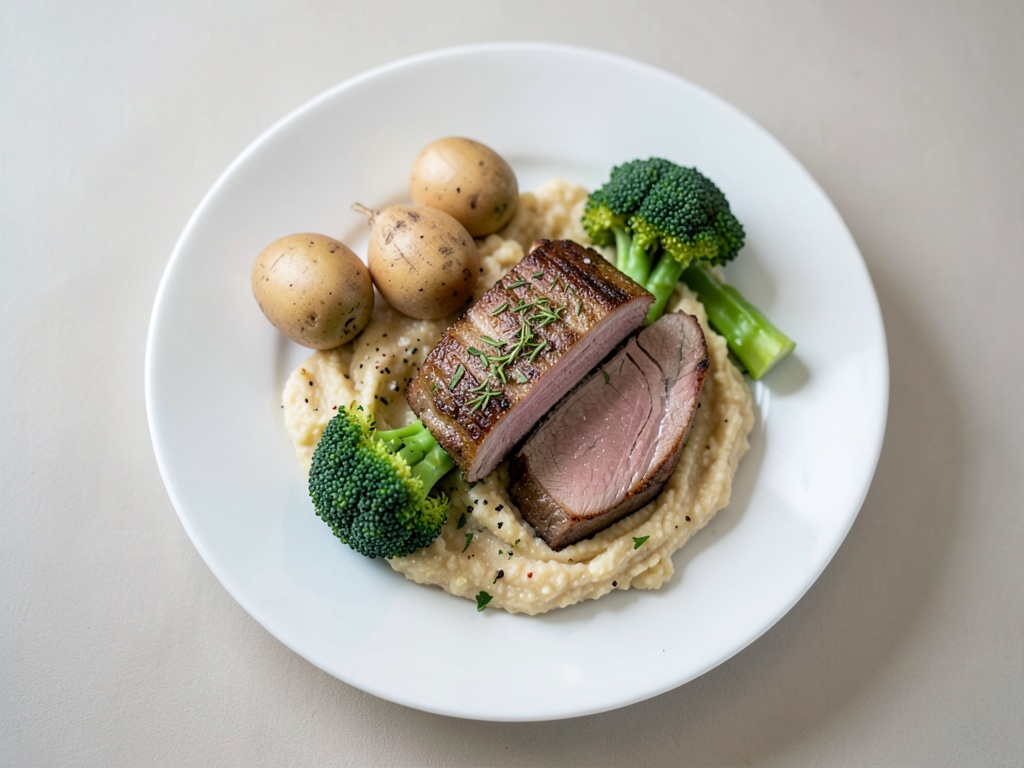 Cotoletta alle erbe con purè di patate e broccoli
