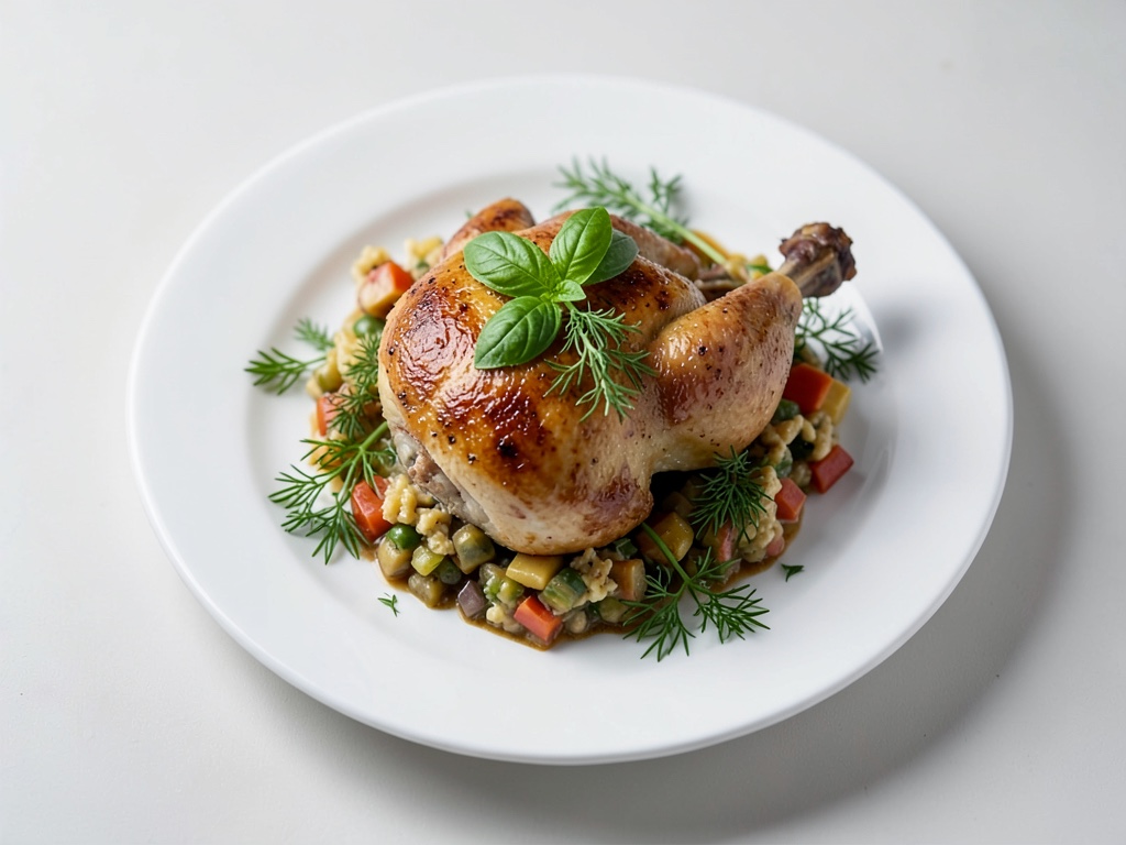 Straccetti di pollo alle erbe con verdure al forno