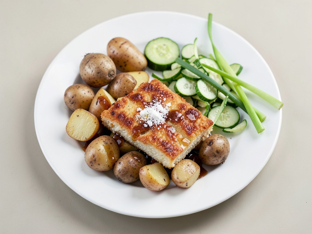 Cotolette croccanti al Parmigiano con patate al miele e insalata di cetrioli