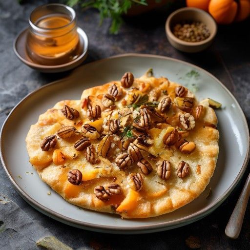 Torta fritta croccante di zucca e pera con noci