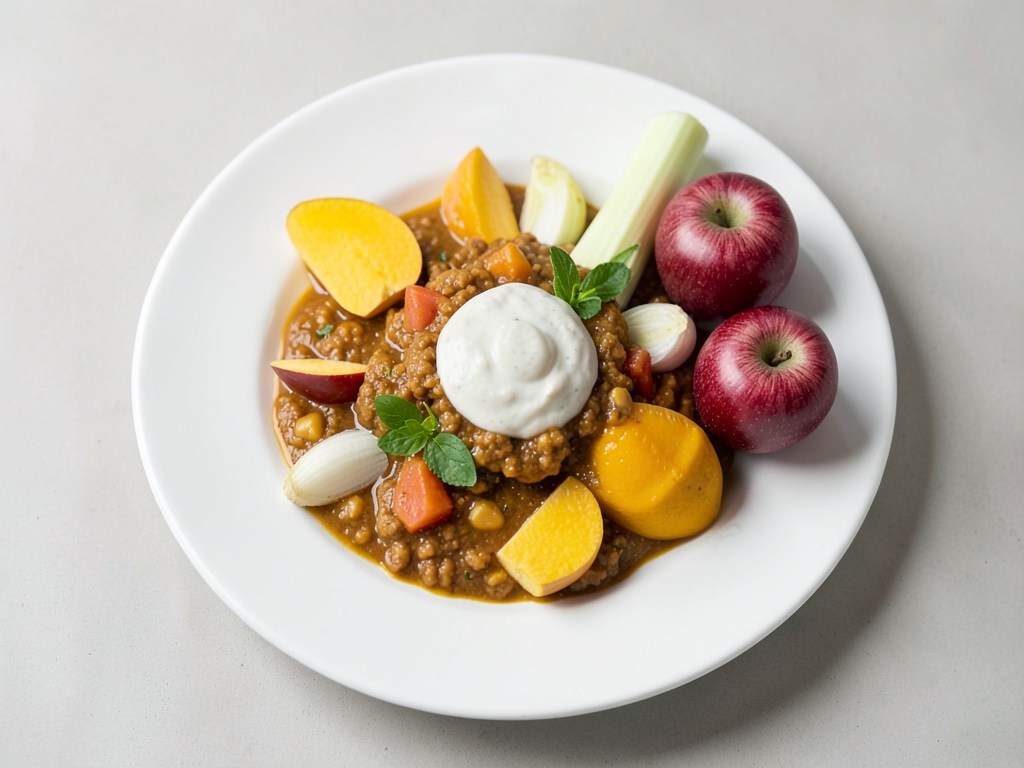 Curry crémeux à la citrouille et à la pomme avec dip frais à la mangue et au yaourt