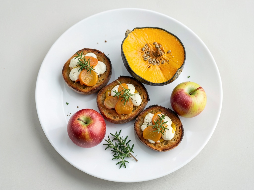 Crostini crujientes de calabaza con manzanas
