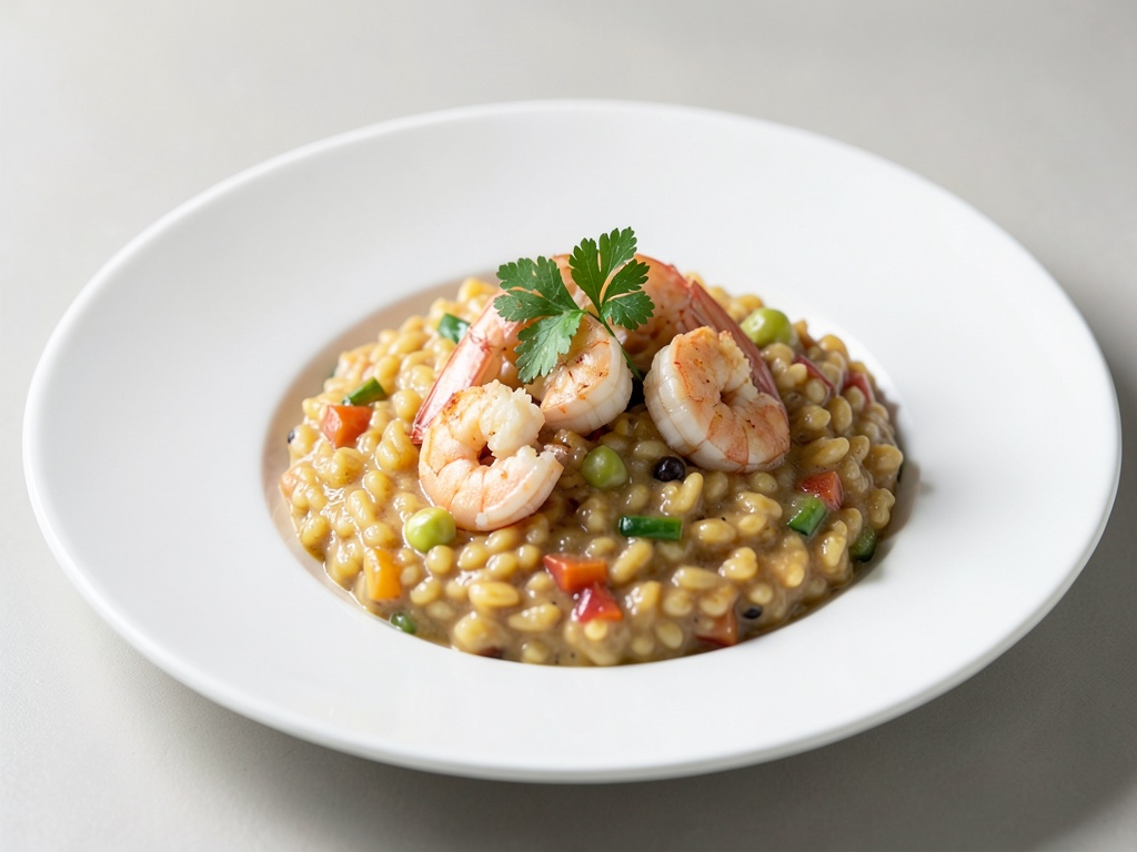 Cremiges Risotto mit Hokkaido und Garnelen