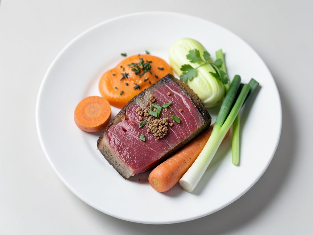 Salmone alla griglia con verdure radice colorate
