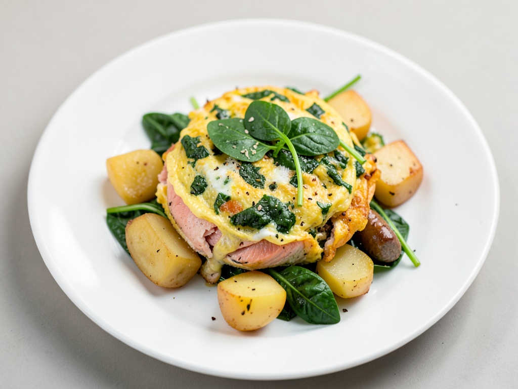 Omelette di salmone con spinaci e patate