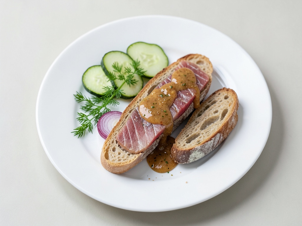 Sandwich di salmone con salsa al miele e senape