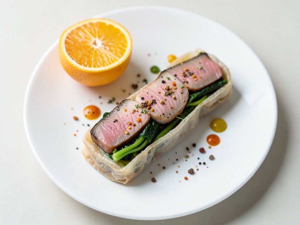 Bateaux de saumon et pak choi en pâte feuilletée