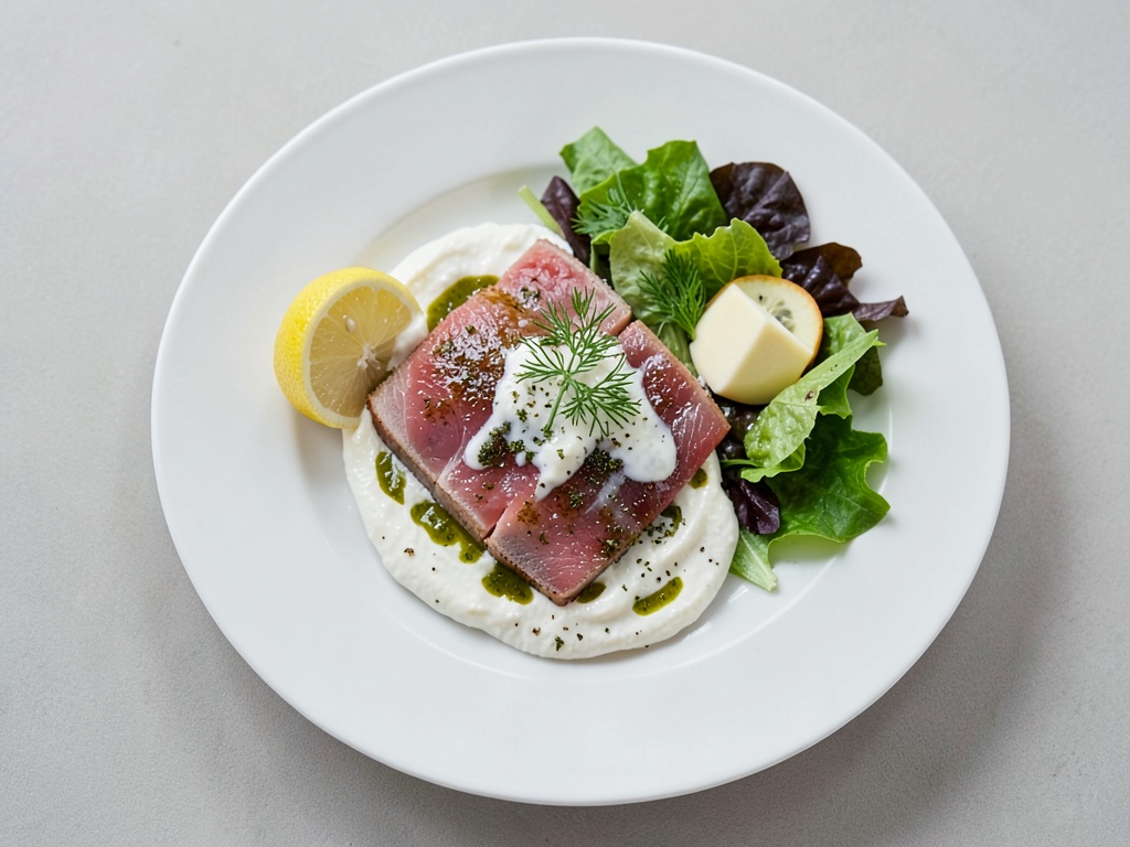 Salmone cremoso su insalata croccante