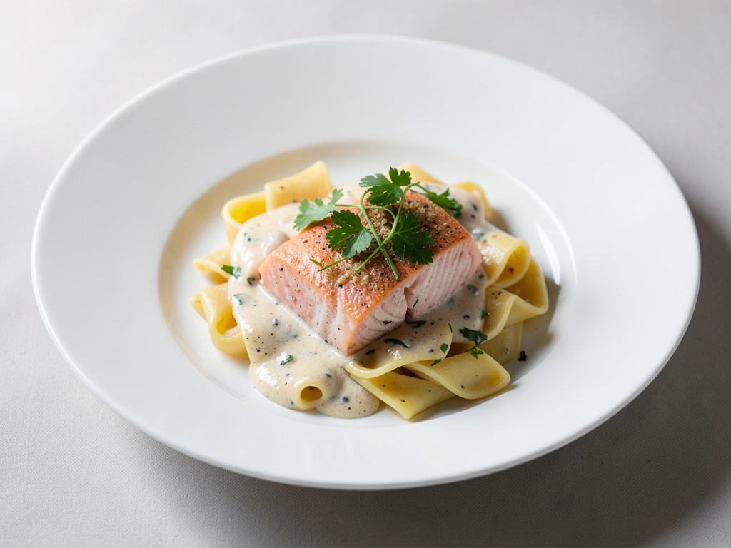 Saumon à la crème avec tagliatelles