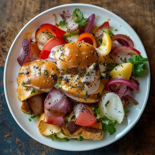 Burger au pain de viande avec salade de pommes de terre