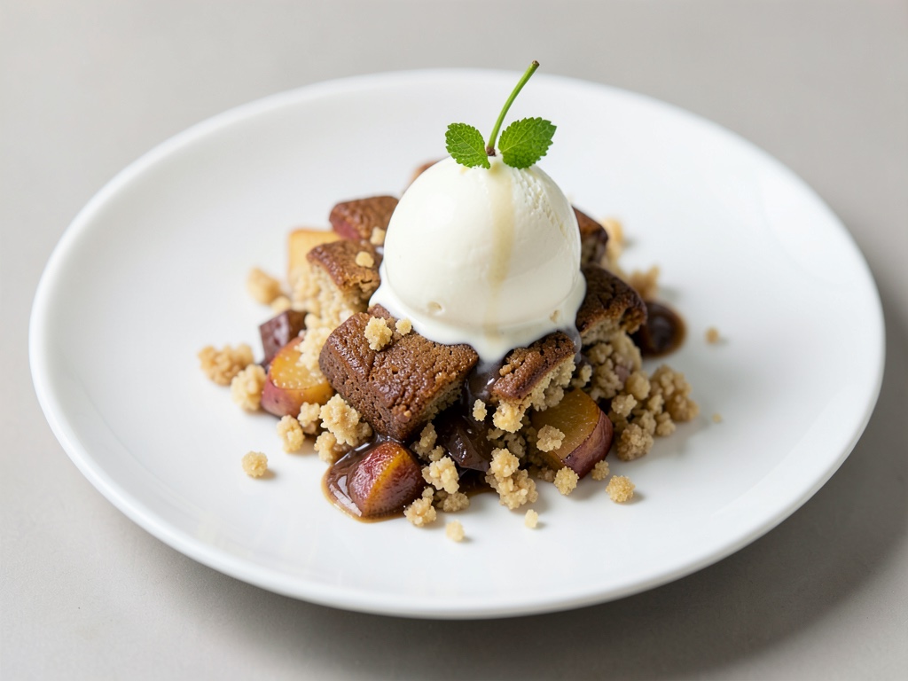 Crumble di mele cotte al pan di spezie con gelato alla vaniglia Vemondo