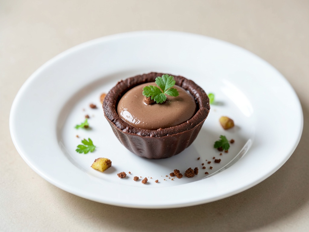 Pudding-Becher in selbstgemachter Schokoladen-Hülle