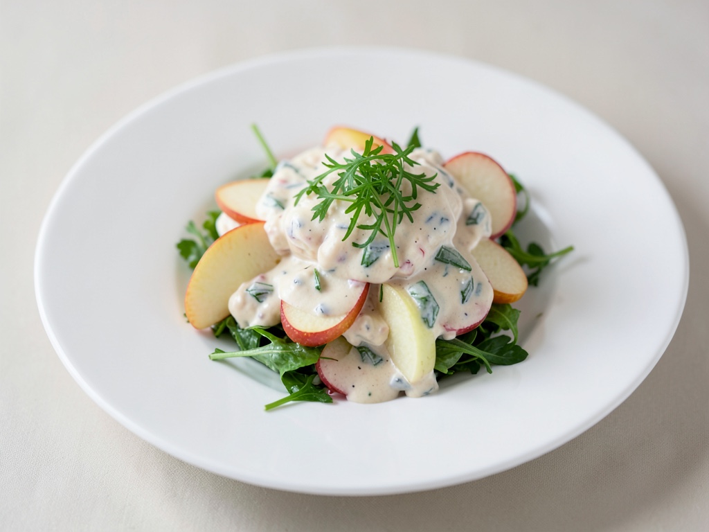 Salade crémeuse au Limburger, pomme et cresson