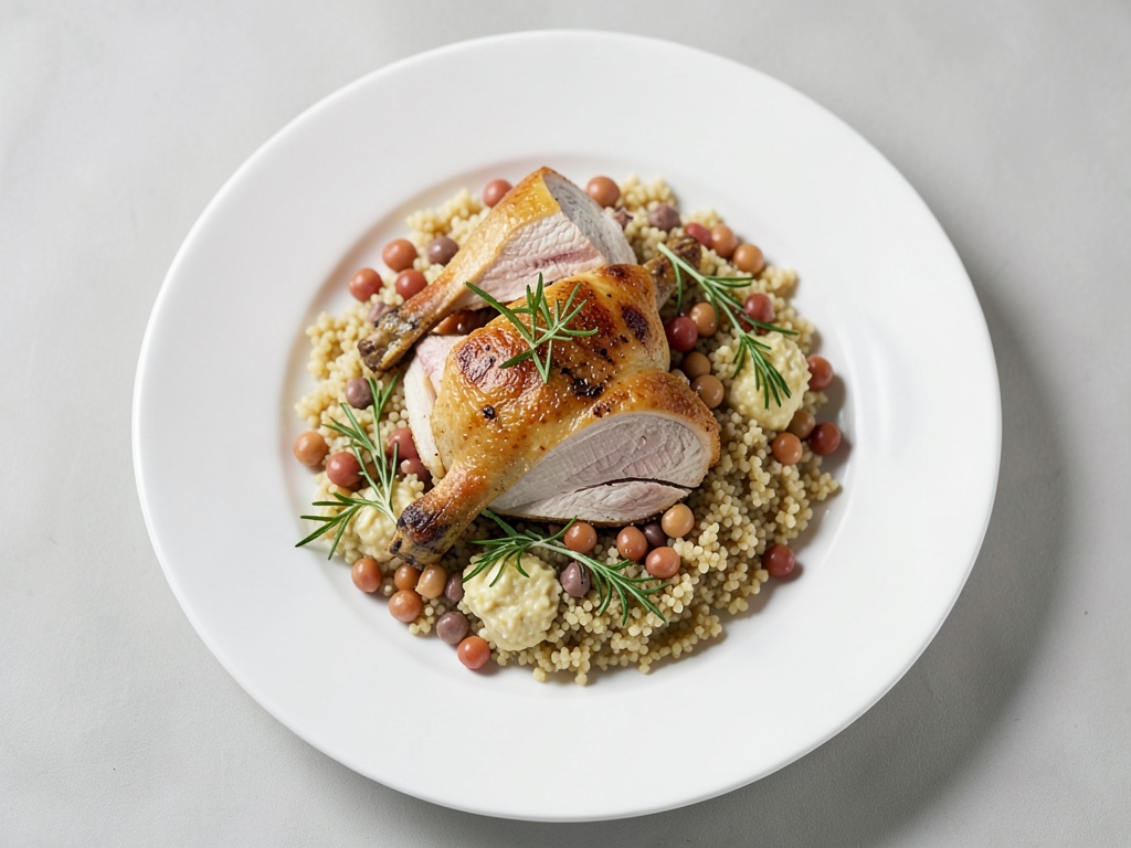 Pollo con lime, fagioli cremosi e couscous al rosmarino